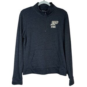 Victoria’s Secret Pink 1/4 Zip Black With Gold Boilers Pull Over Size M